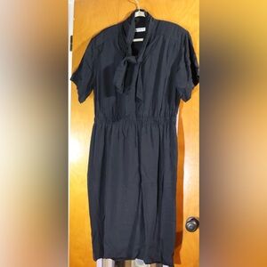Elizabeth black dress with neck tie, size 14